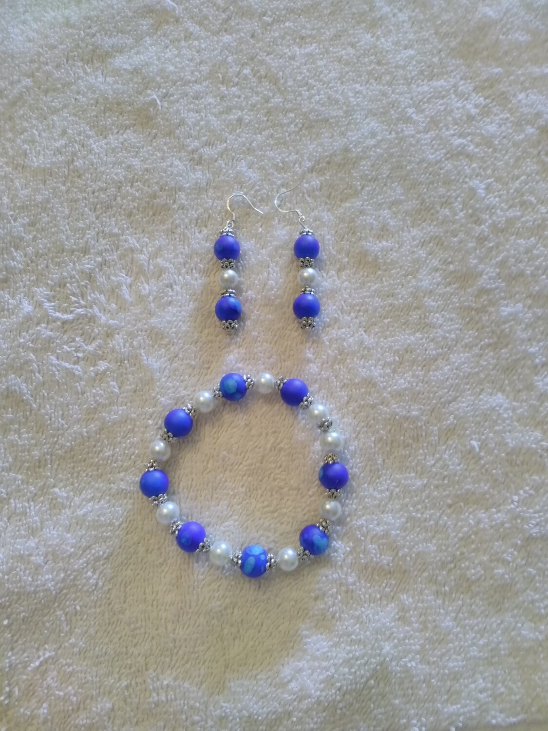 Blue &amp; White Beaded Jewelry Set