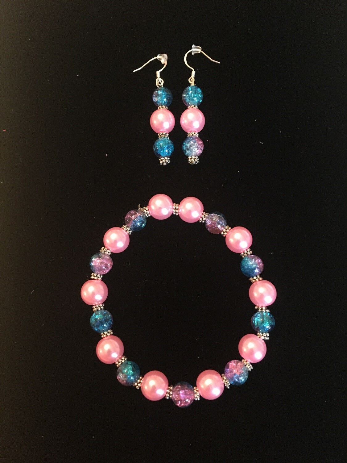 Turquoise &amp; Pink Beaded Jewelry Set