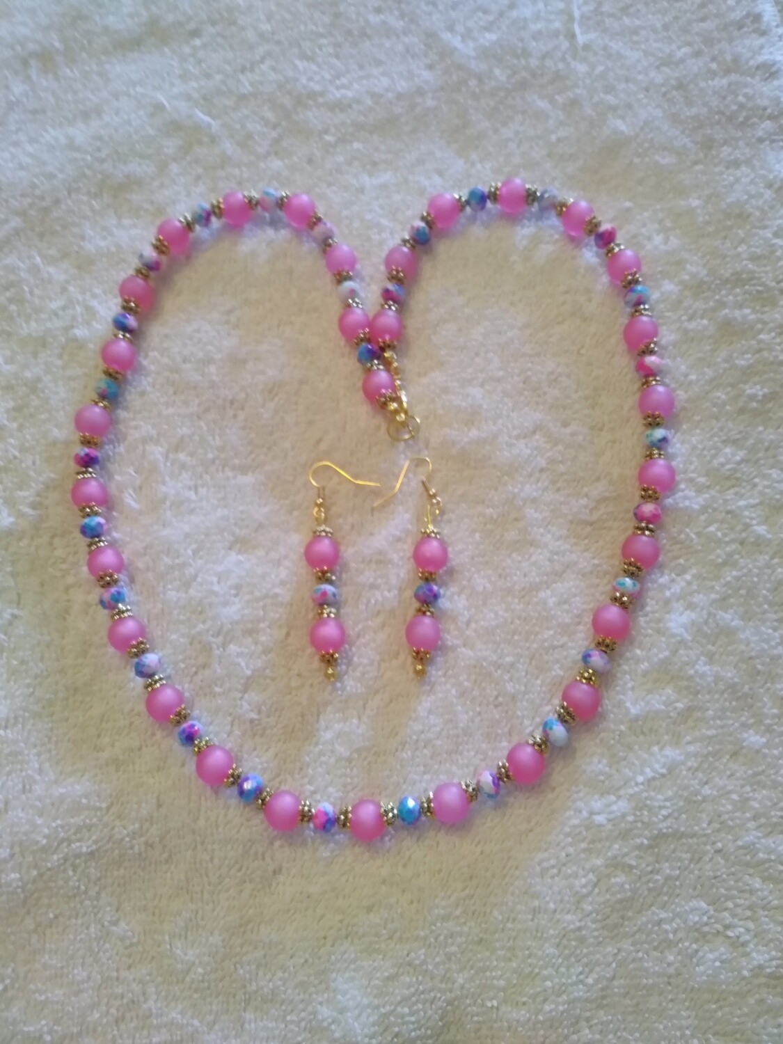 Pink Beaded Jewelry Set