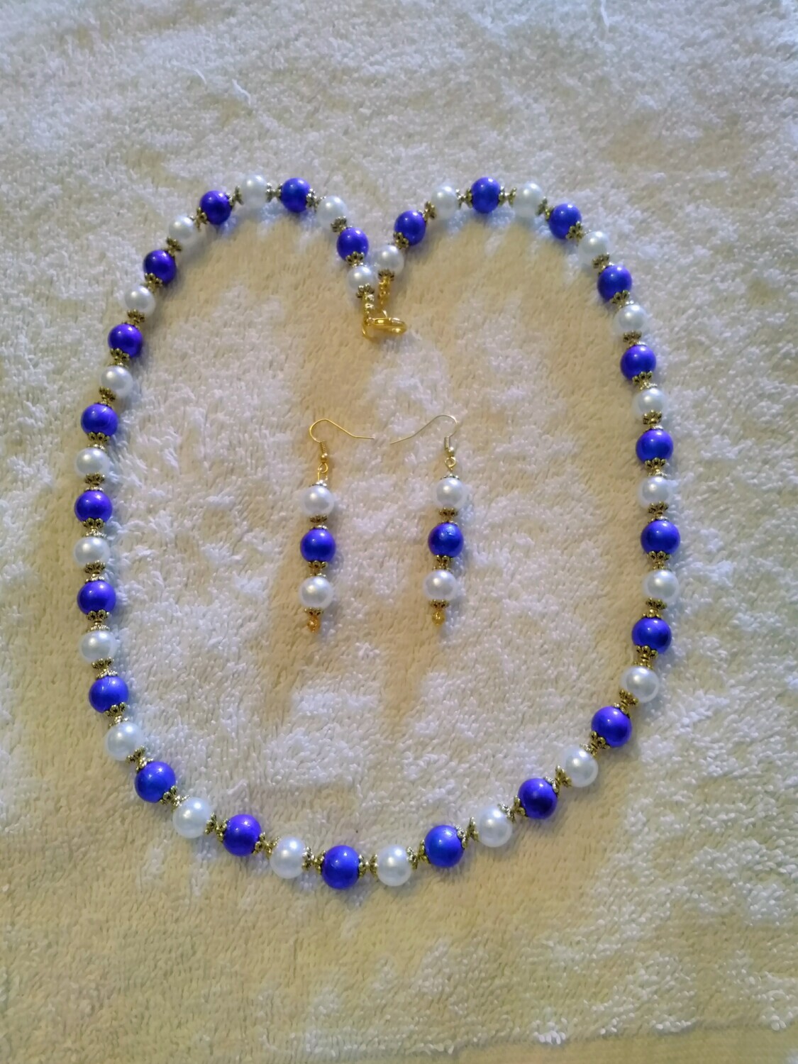 Blue &amp; White Beaded Jewelry Set