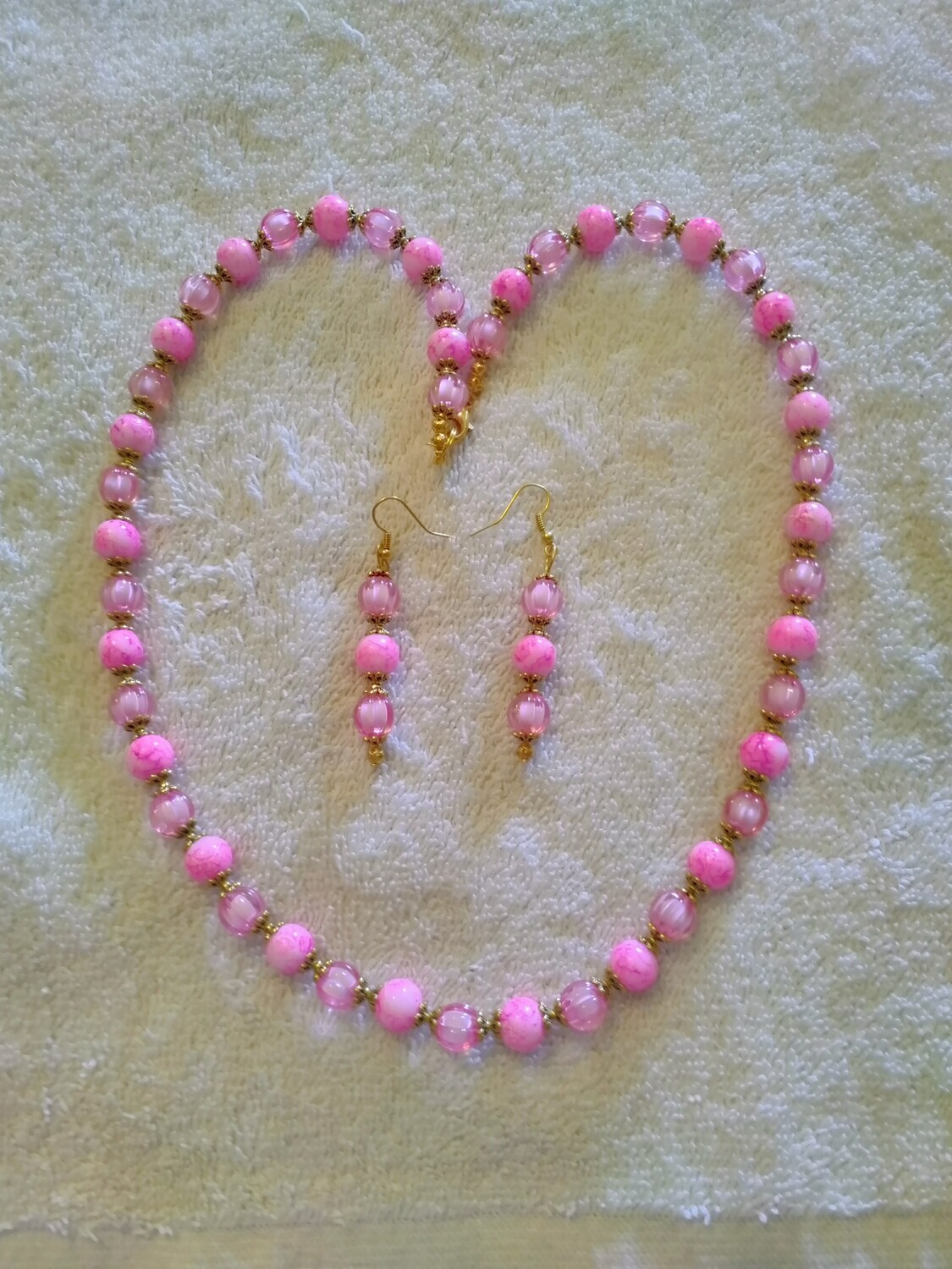 Pink Beaded Jewelry Set