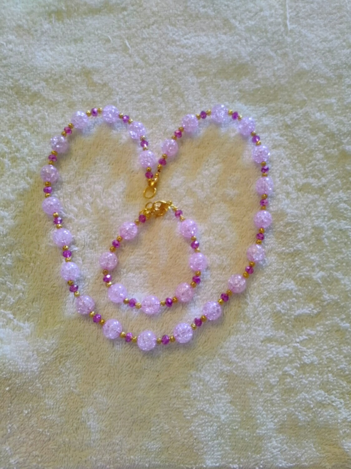 Pink Beaded Jewelry Set