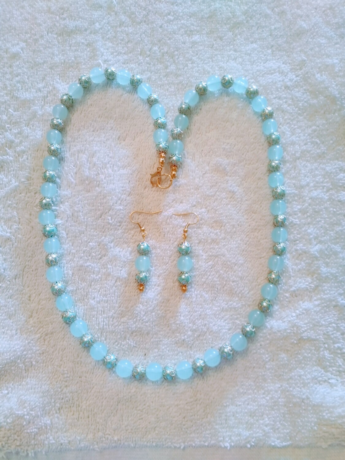 Aqua Beaded Jewelry Set