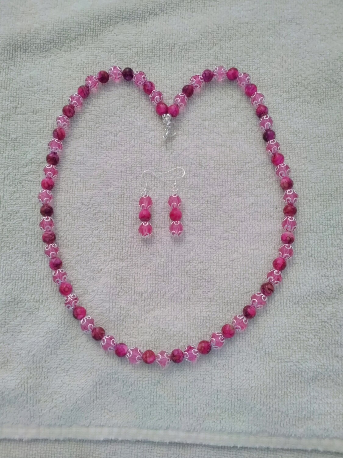 Pink Beaded Jewelry Set