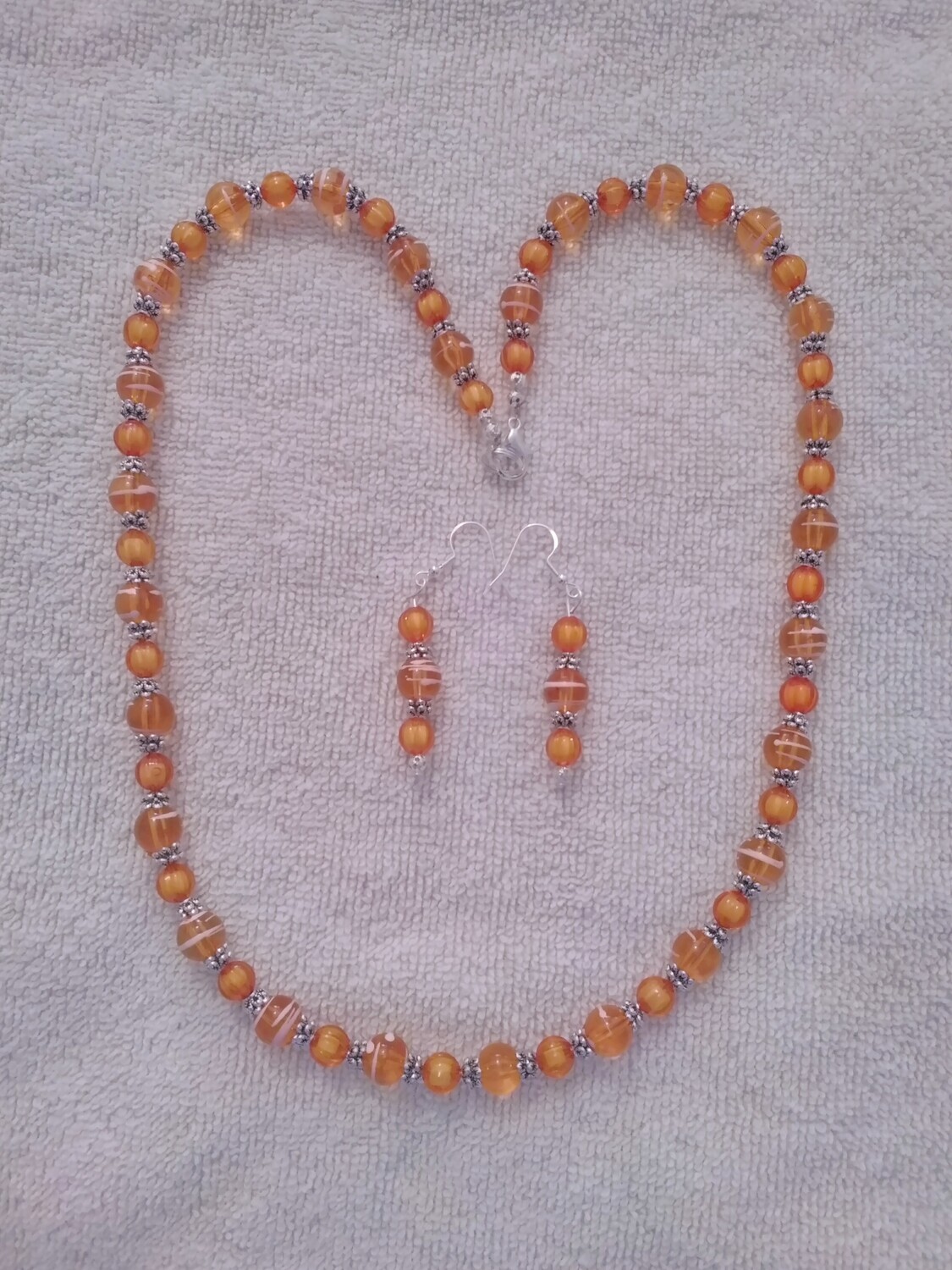Orange Beaded Jewelry Set