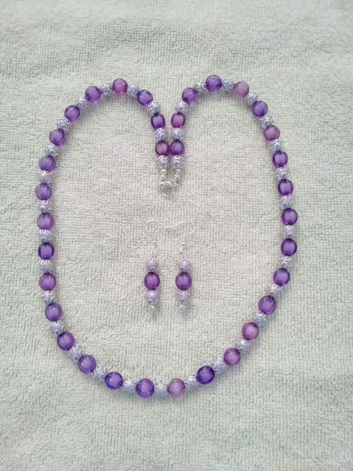 Purple Beaded Jewelry Set