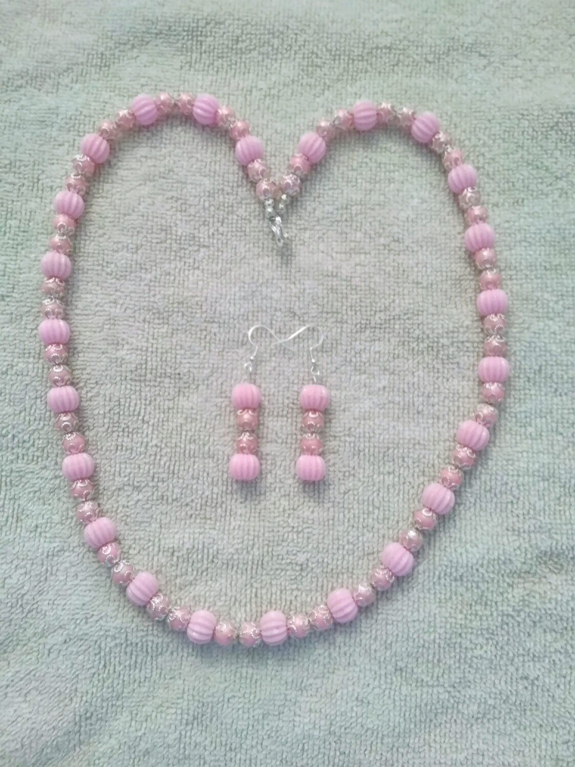 Pink Beaded Jewelry Set