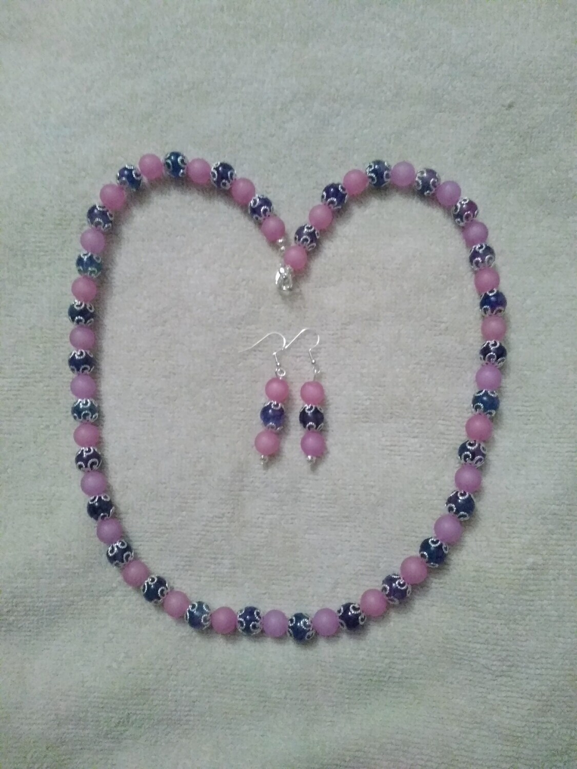Pink &amp; Purple Beaded Jewelry Set