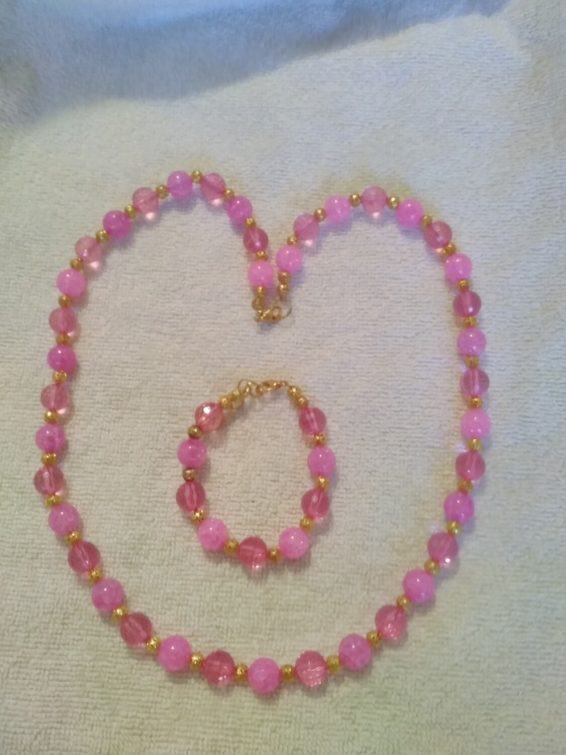 Pink Beaded Jewelry Set