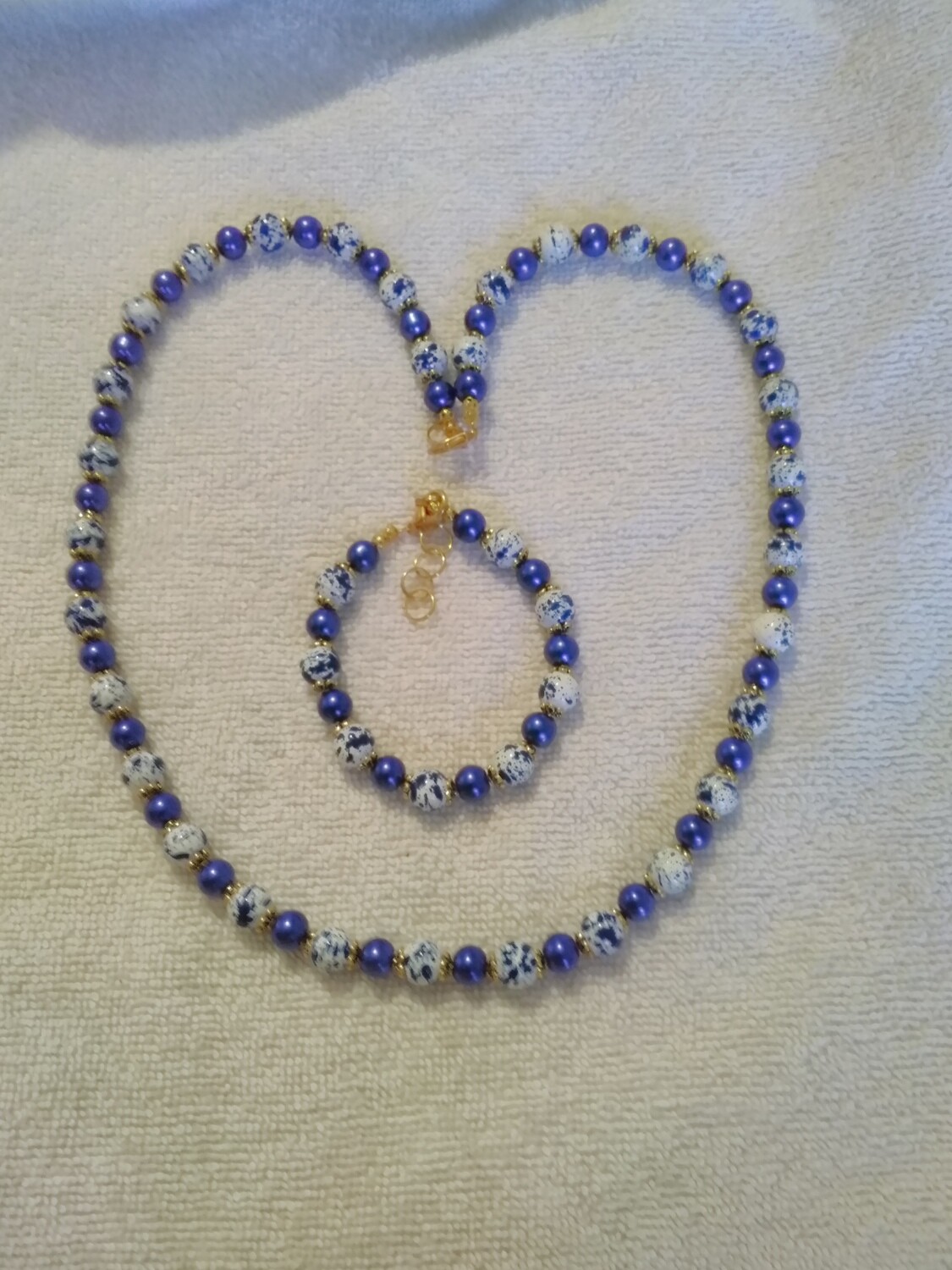 Blue &amp; White Beaded Jewelry Set