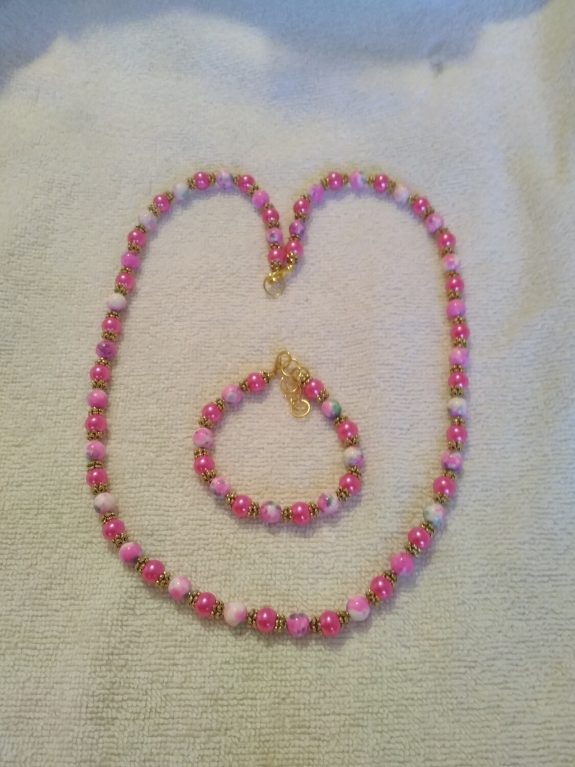 Pink Beaded Jewelry Set