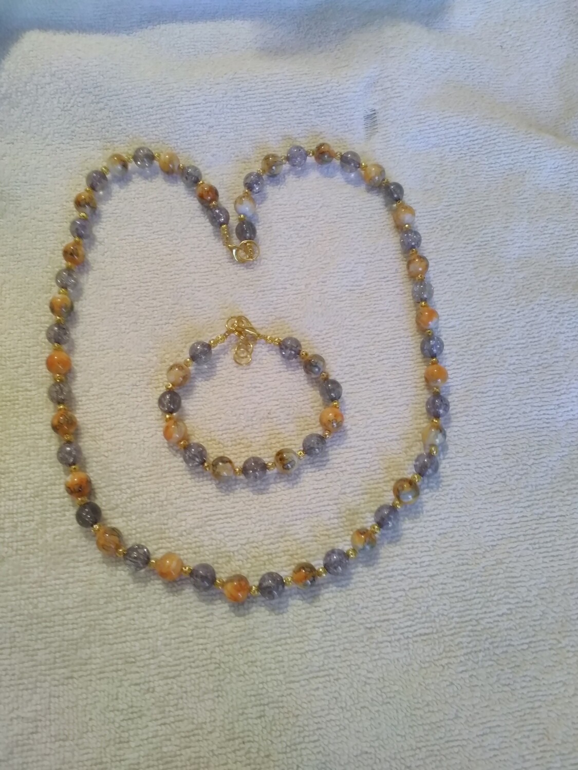 Orange &amp; Black Beaded Jewelry Set