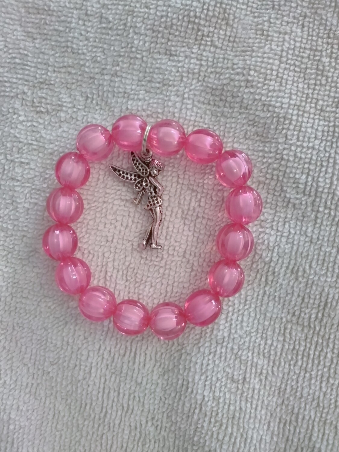Pink Beaded Fairy Charm Bracelet