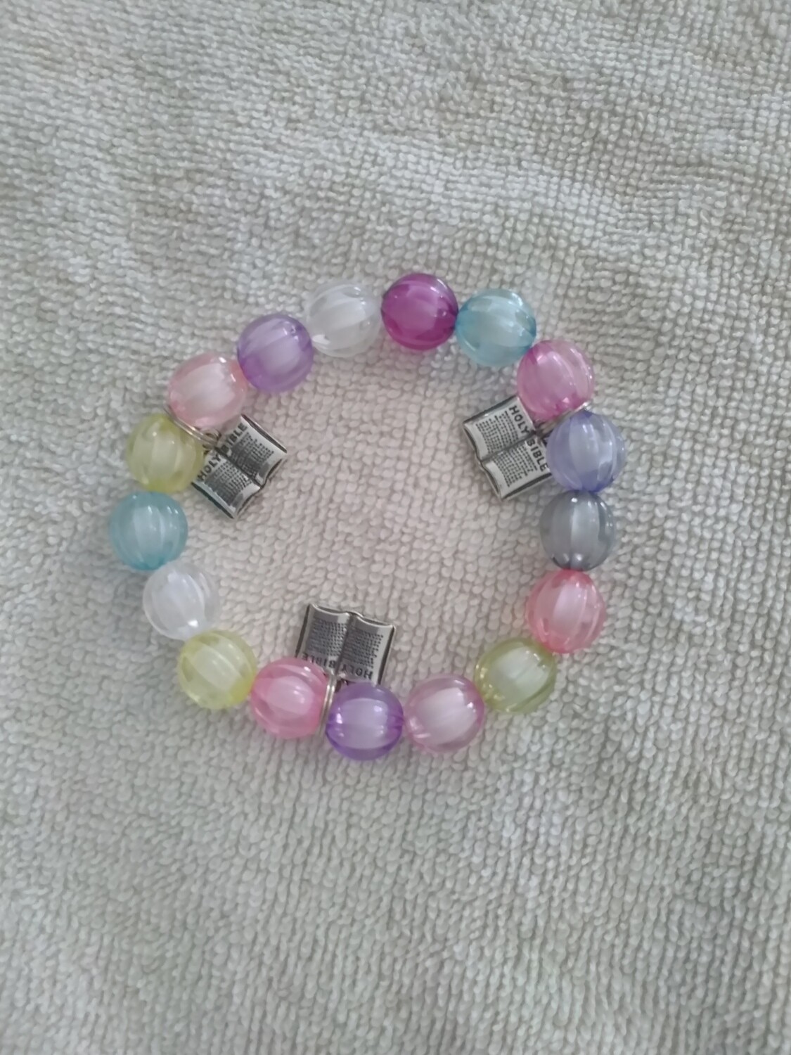 Beaded Holy Bible Charm Bracelet