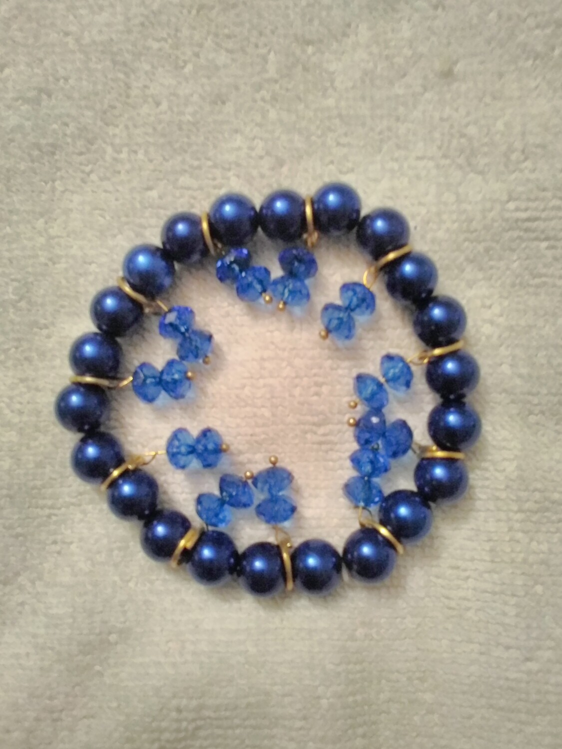 Blue Beaded Charm Bracelet