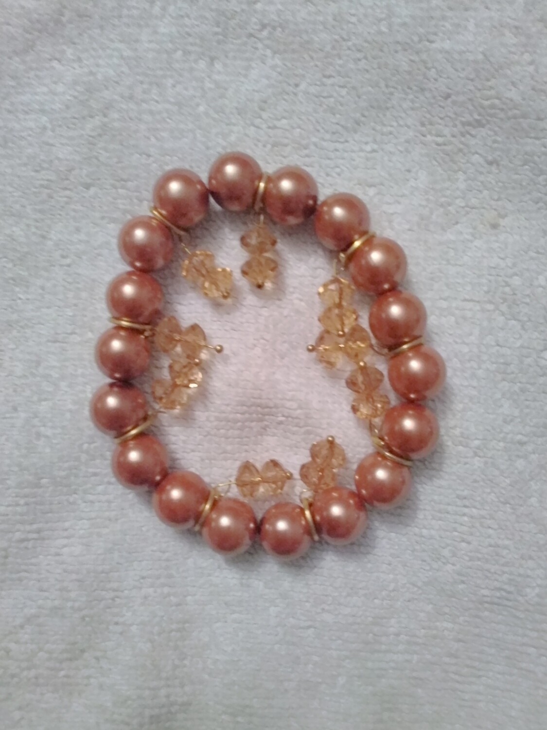 Brown Beaded Charm Bracelet