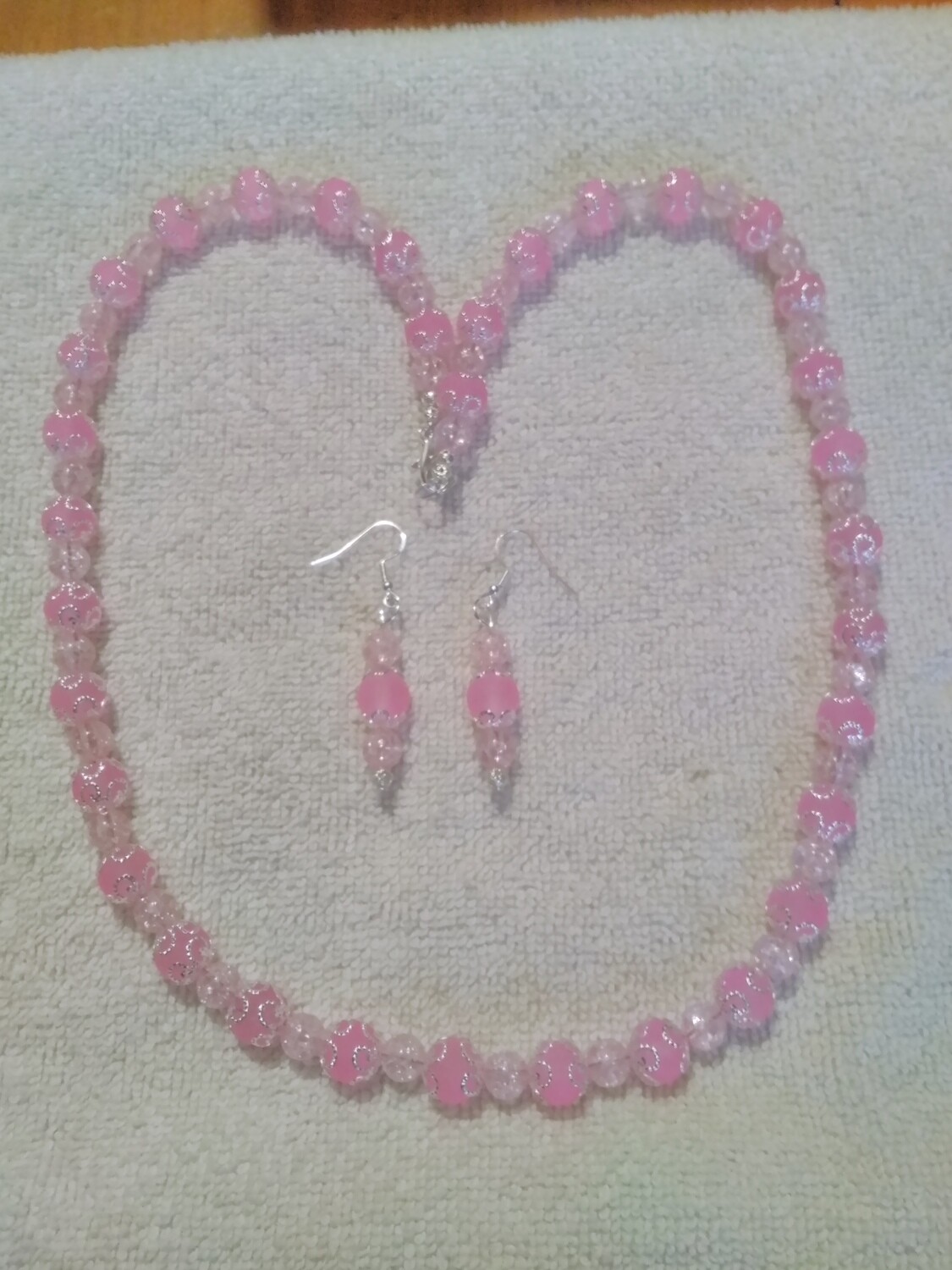 Pink Beaded Jewelry Set