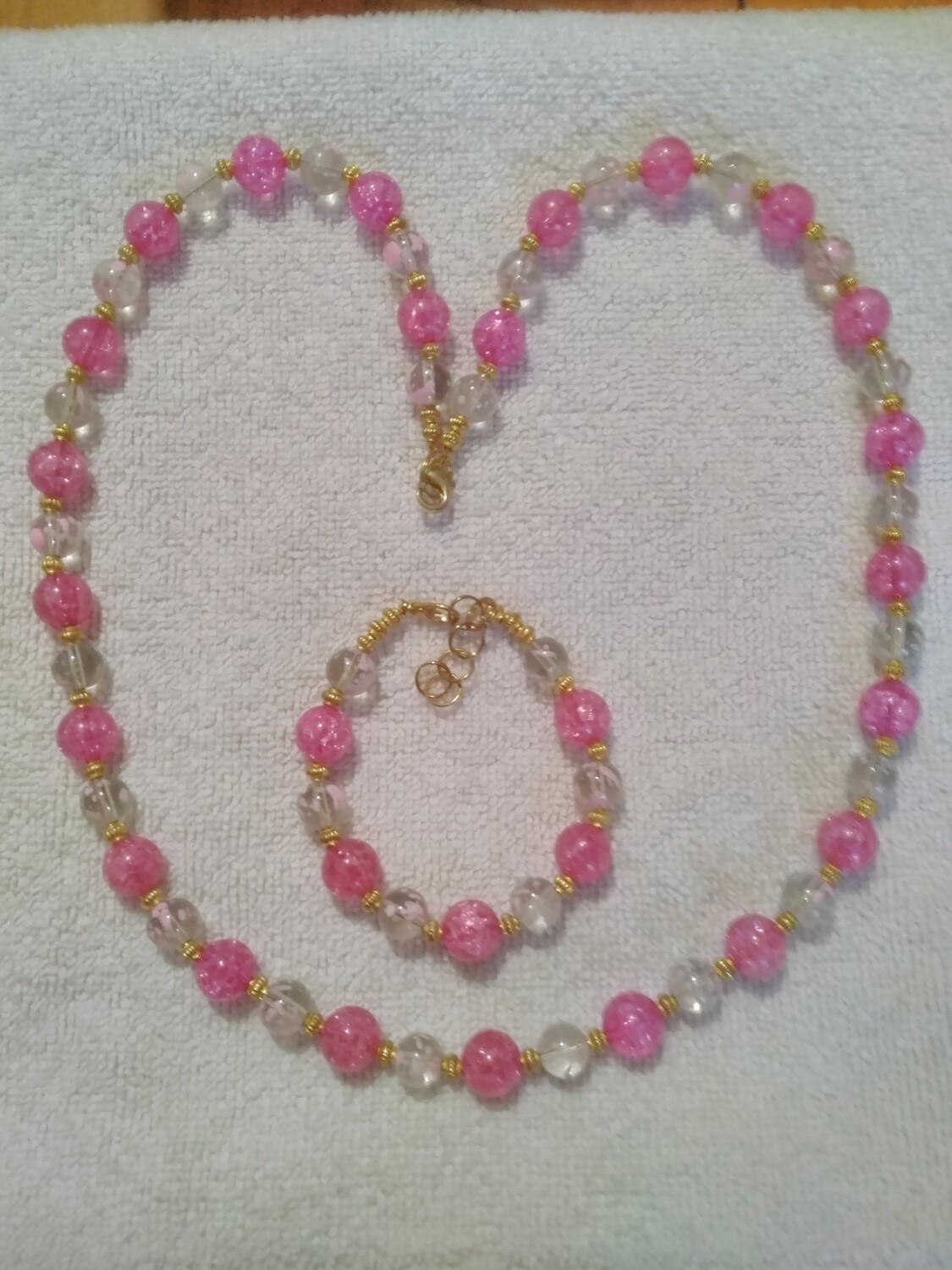 Pink Beaded Jewelry Set