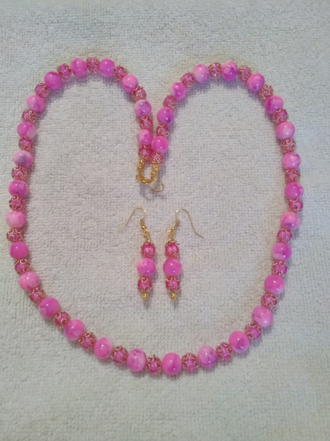Pink Beaded Jewelry Set