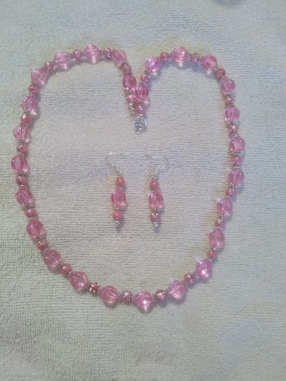 Pink Beaded Jewelry Set