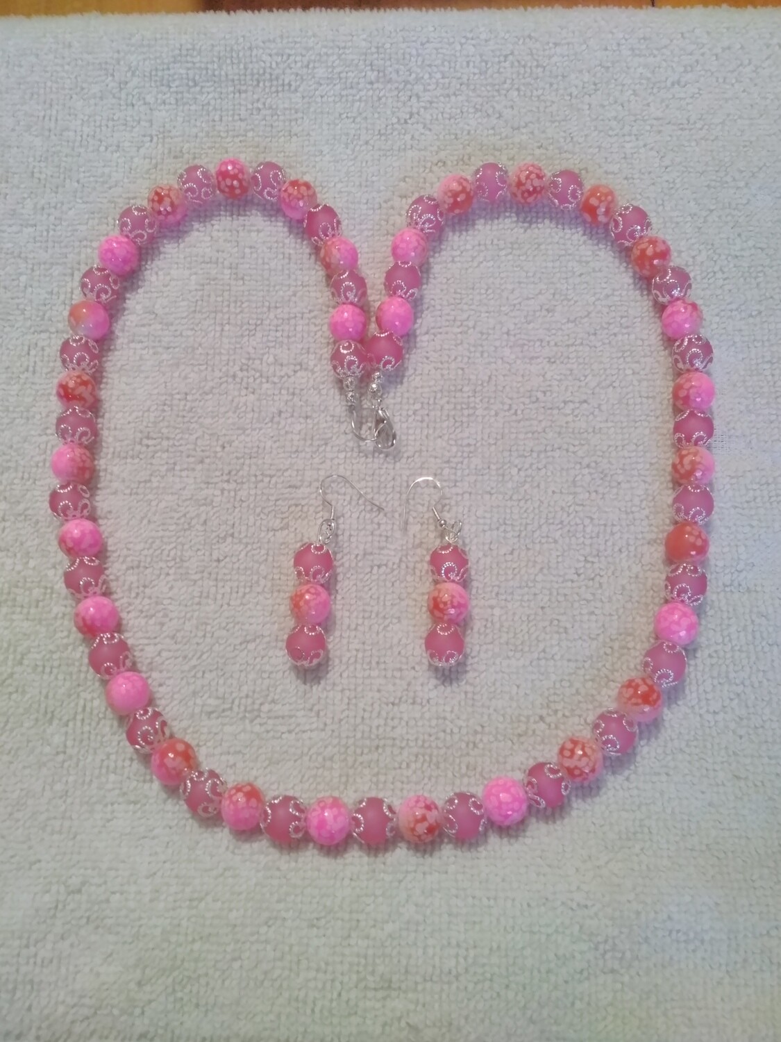 Pink Beaded Jewelry Set