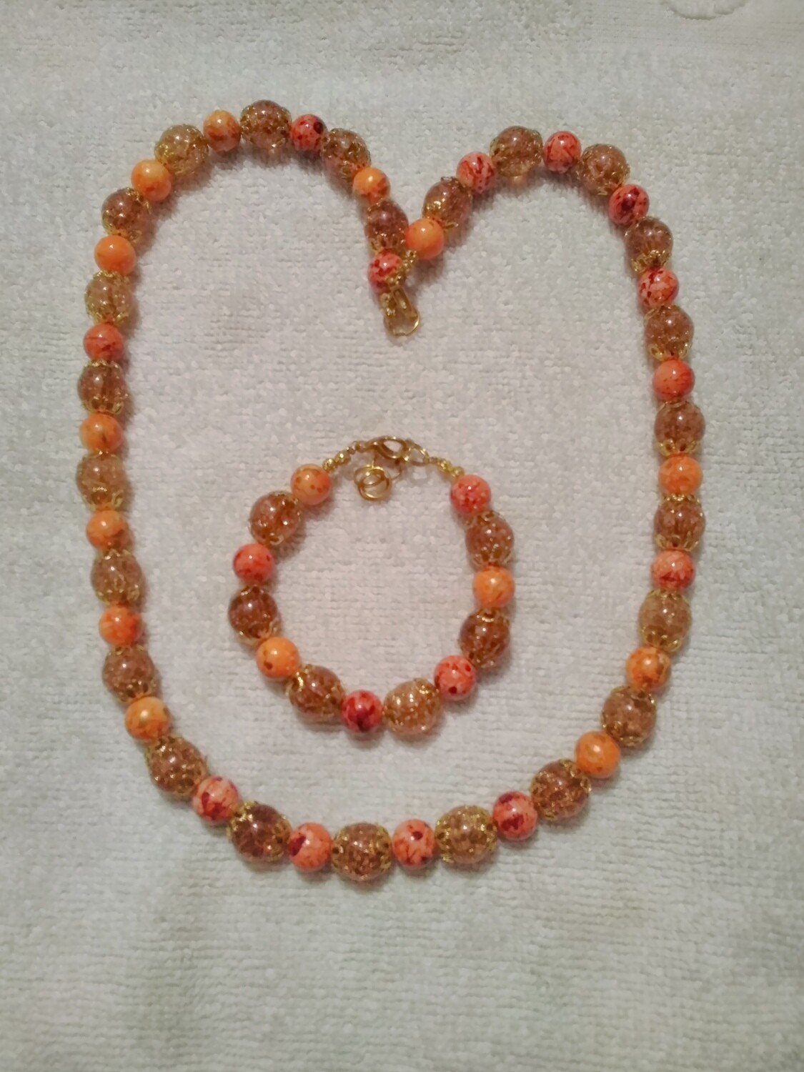 Brown &amp; Orange Beaded Jewelry Set