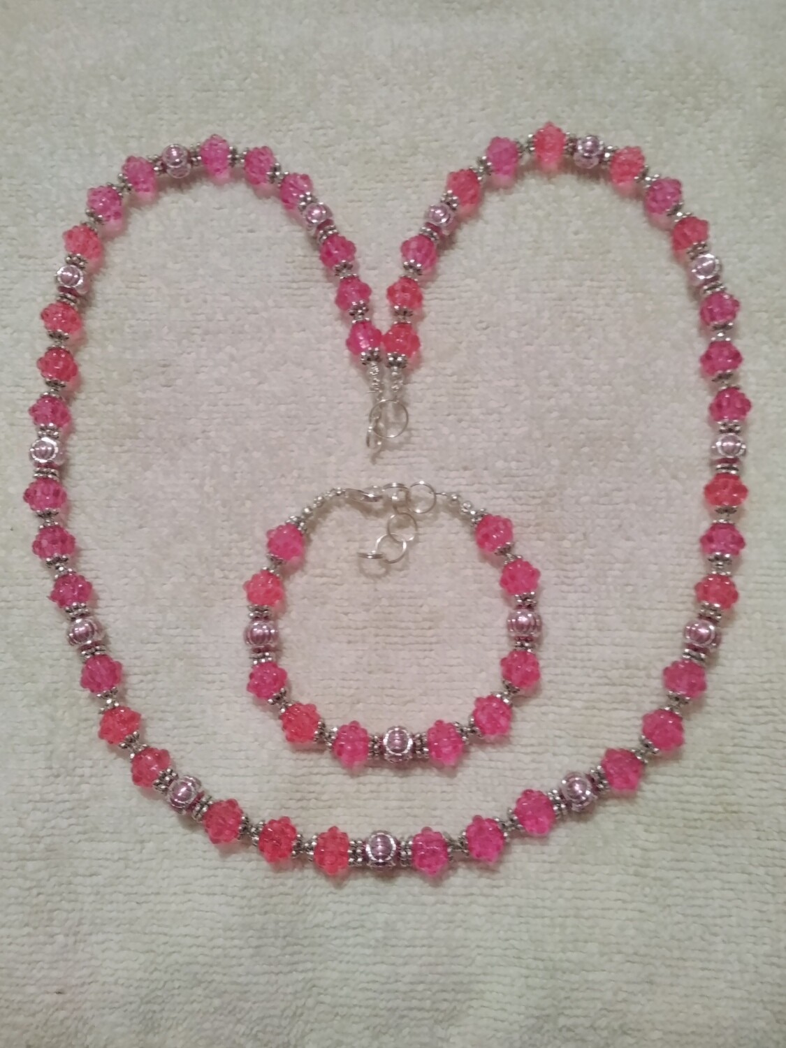 Pink Beaded Jewelry Set