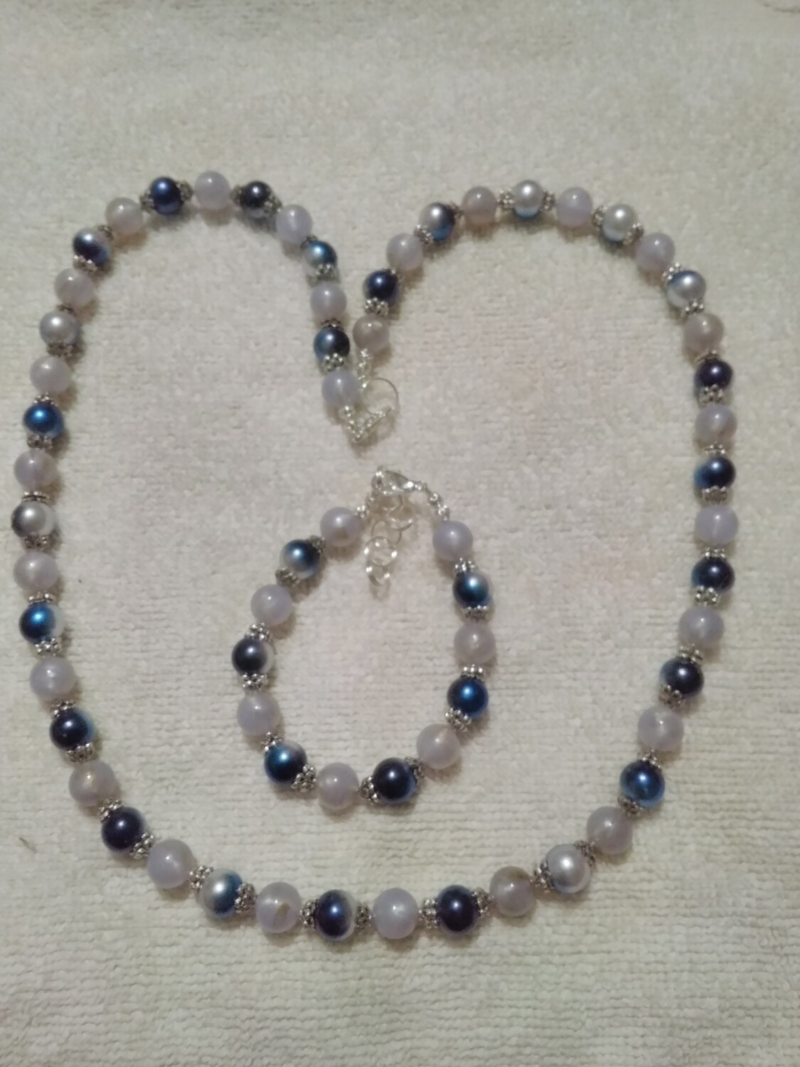 Blue &amp; Gray Beaded Jewelry Set