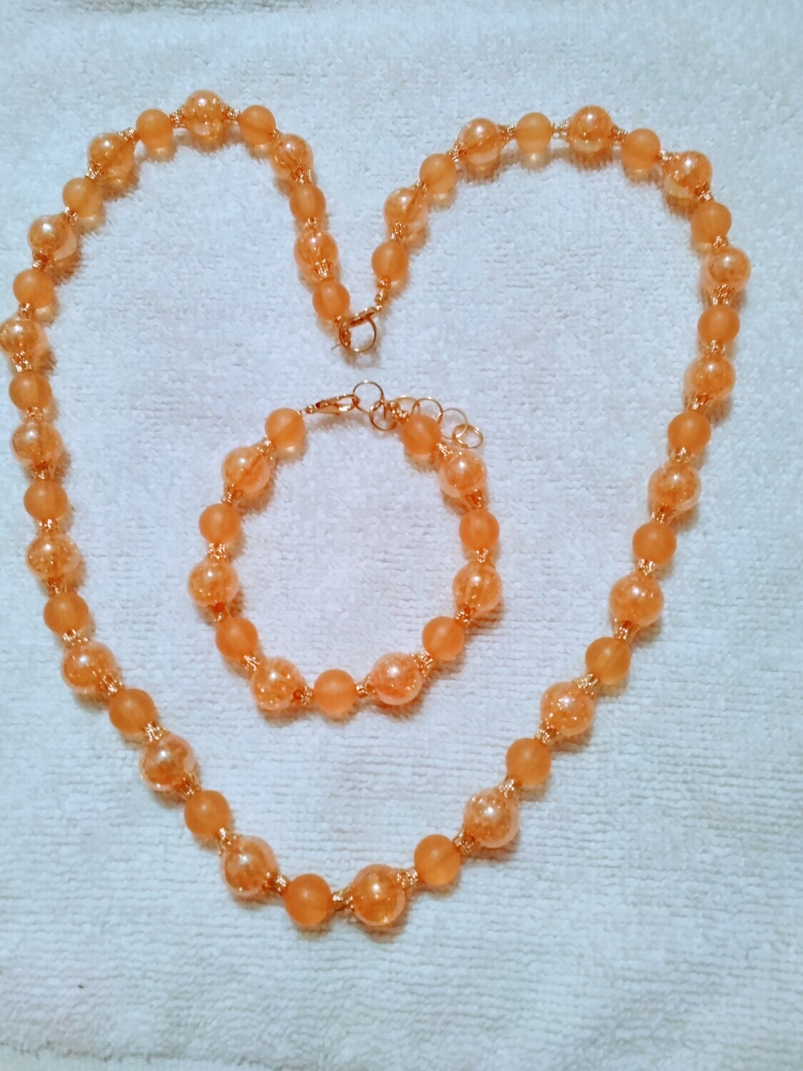 Orange Beaded Jewelry Set