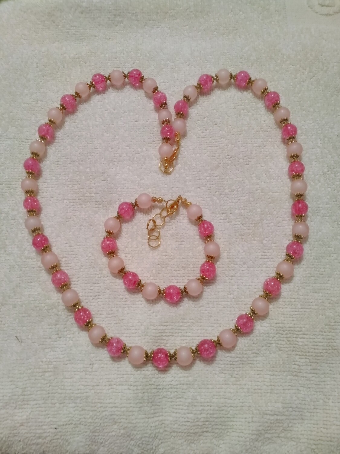 Pink Beaded Jewelry Set