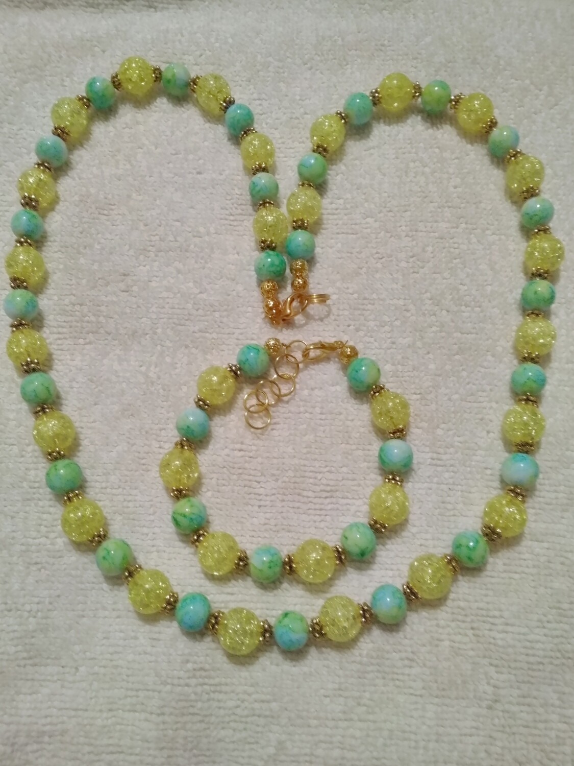 Green &amp; Yellow Beaded Jewelry Set