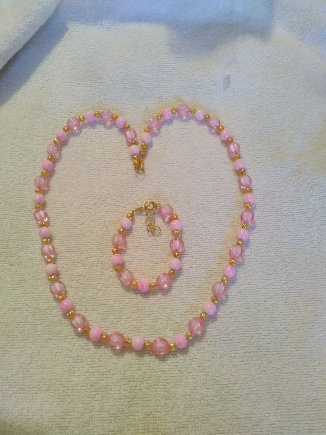 Pink Beaded Jewelry Set