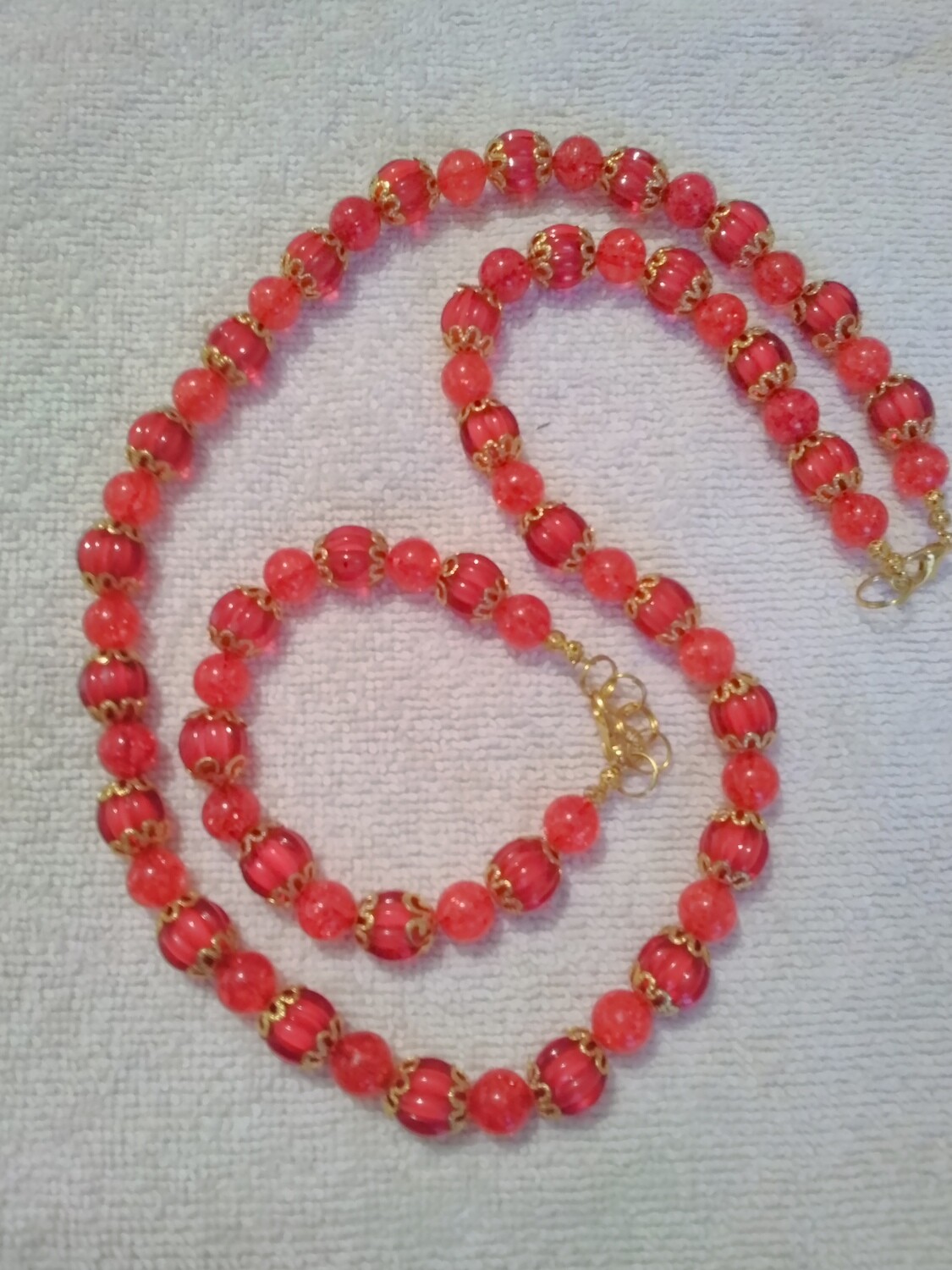 Red Beaded Jewelry Set