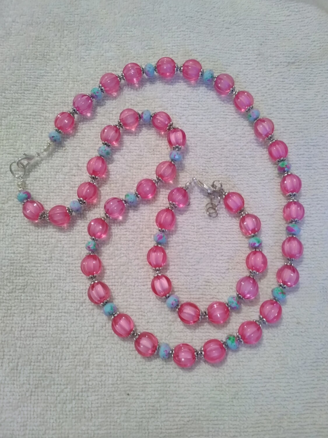 Pink Beaded Jewelry Set