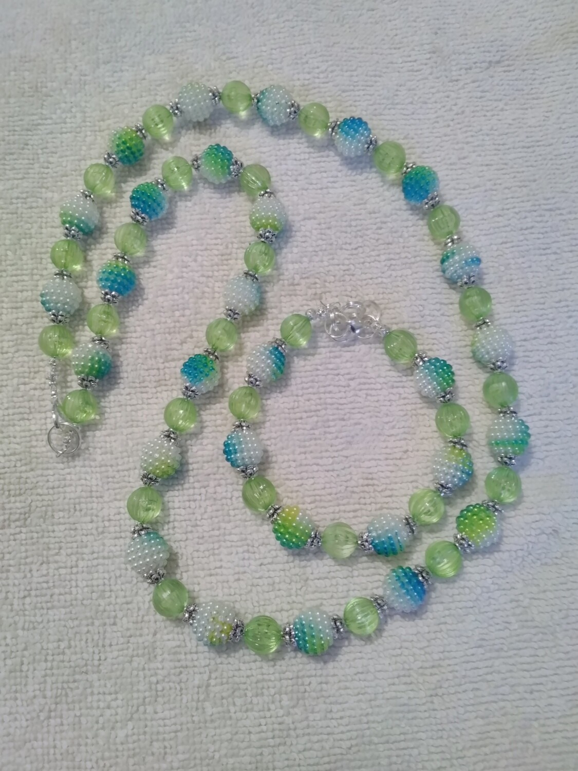 Turquoise &amp; Green Beaded Jewelry Set