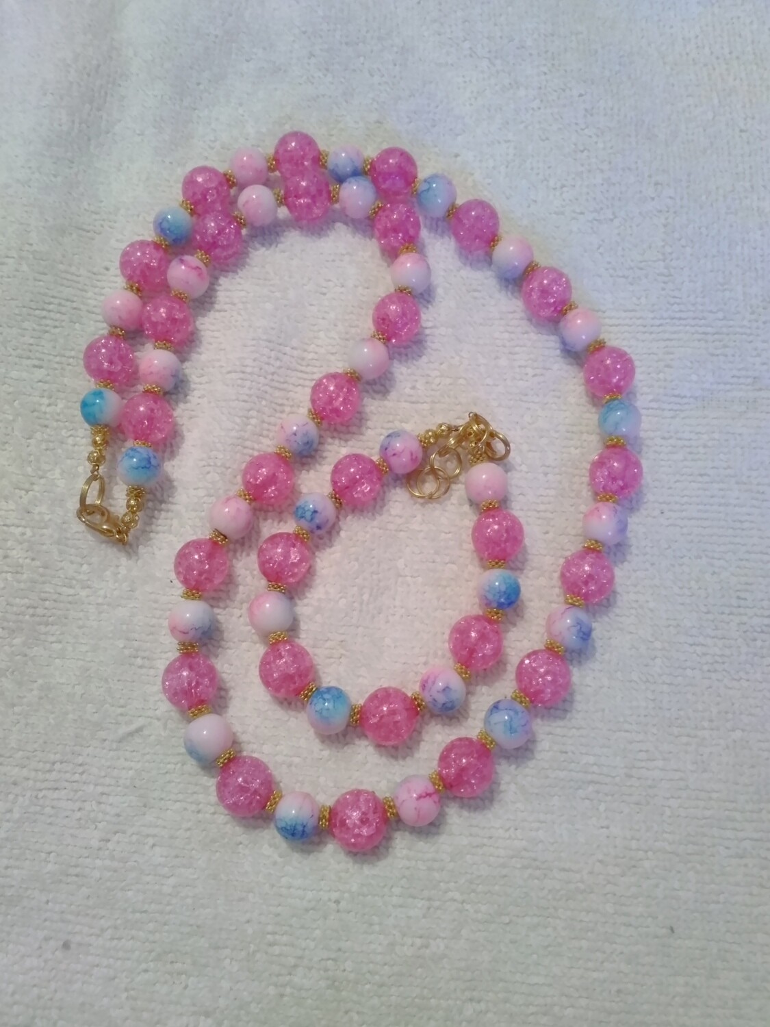 Pink &amp; Blue Beaded Jewelry Set