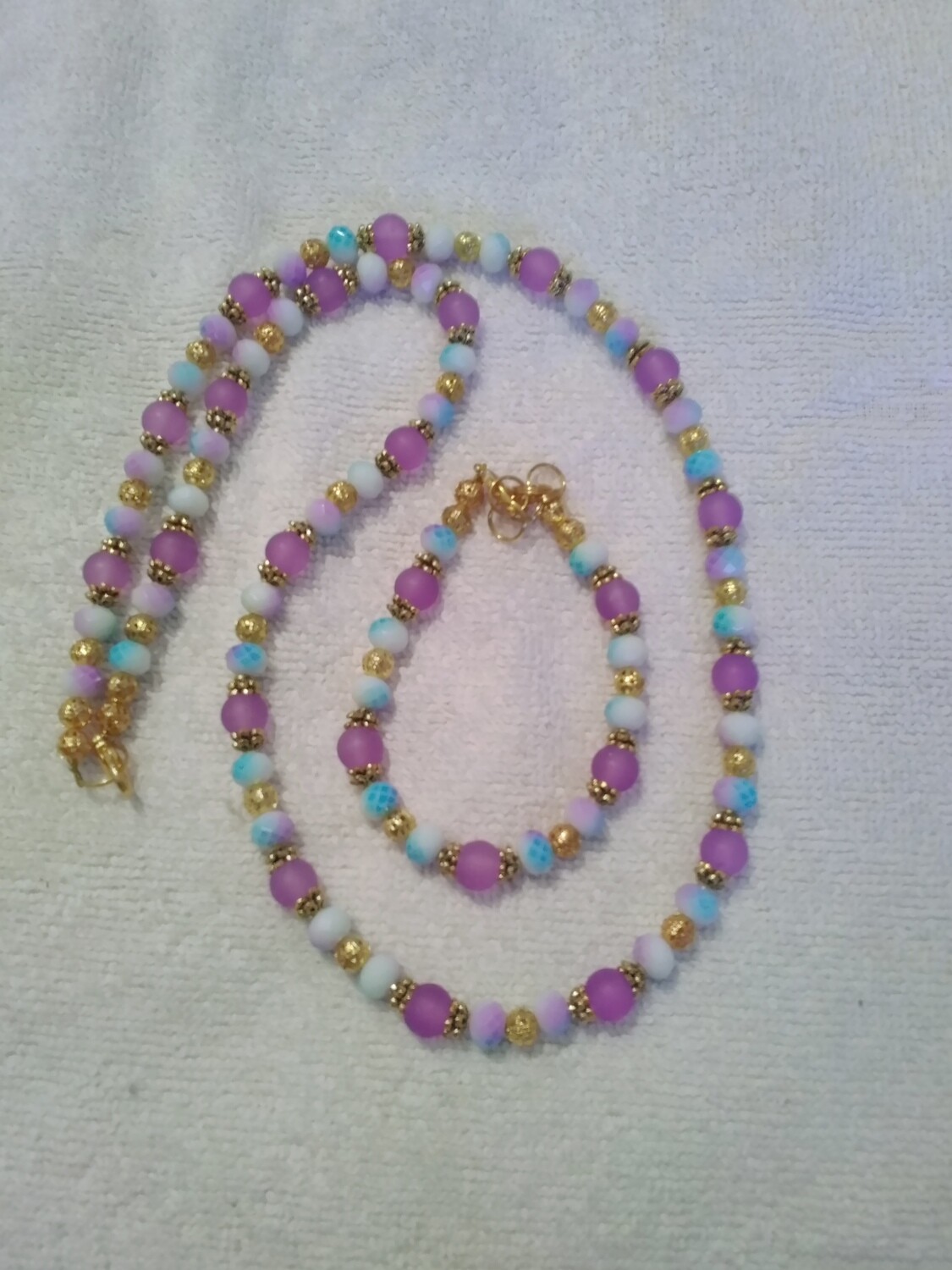 Purple &amp; Turquoise Beaded Jewelry Set