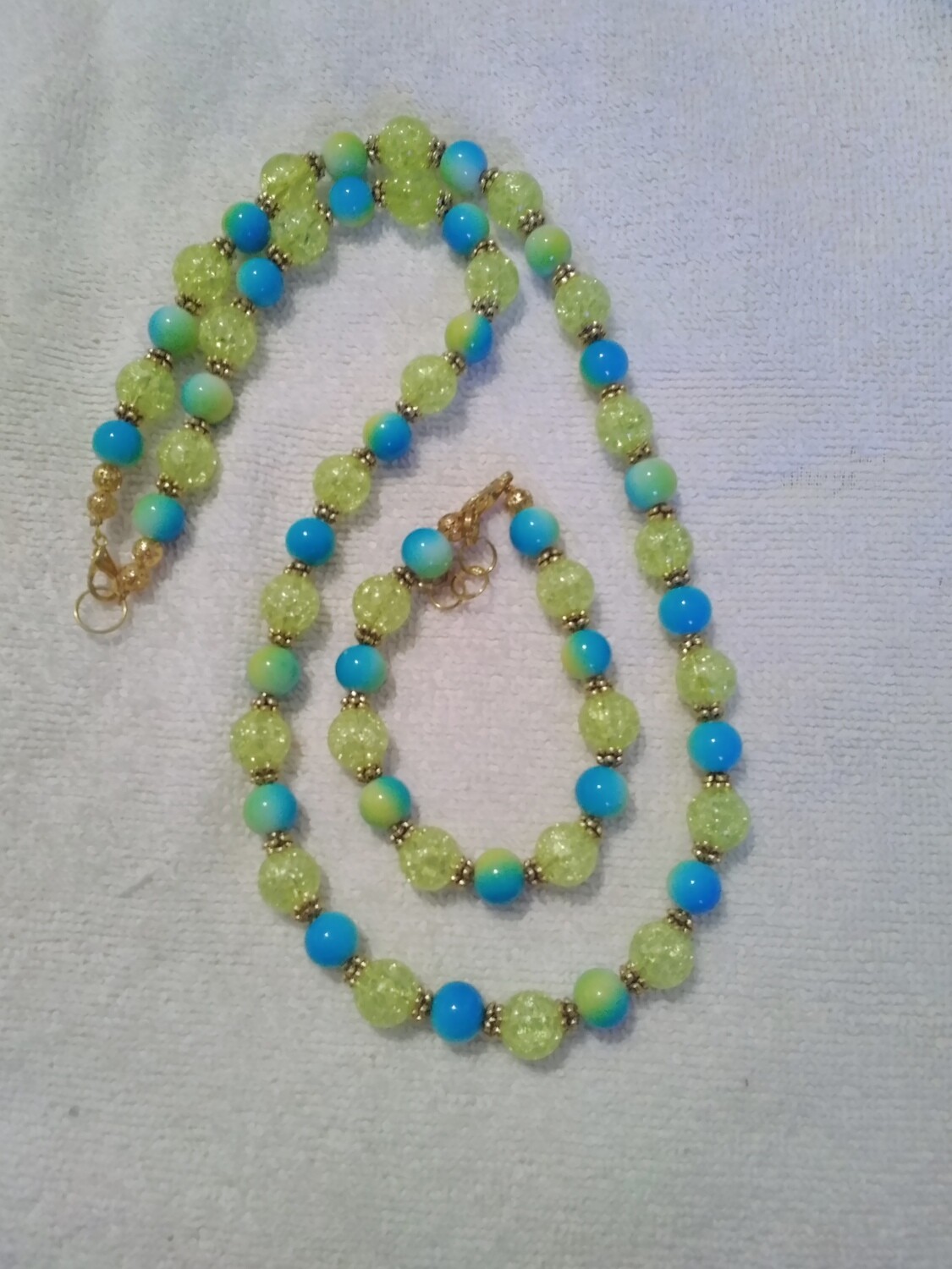 Green &amp; Turquoise Beaded Jewelry Set