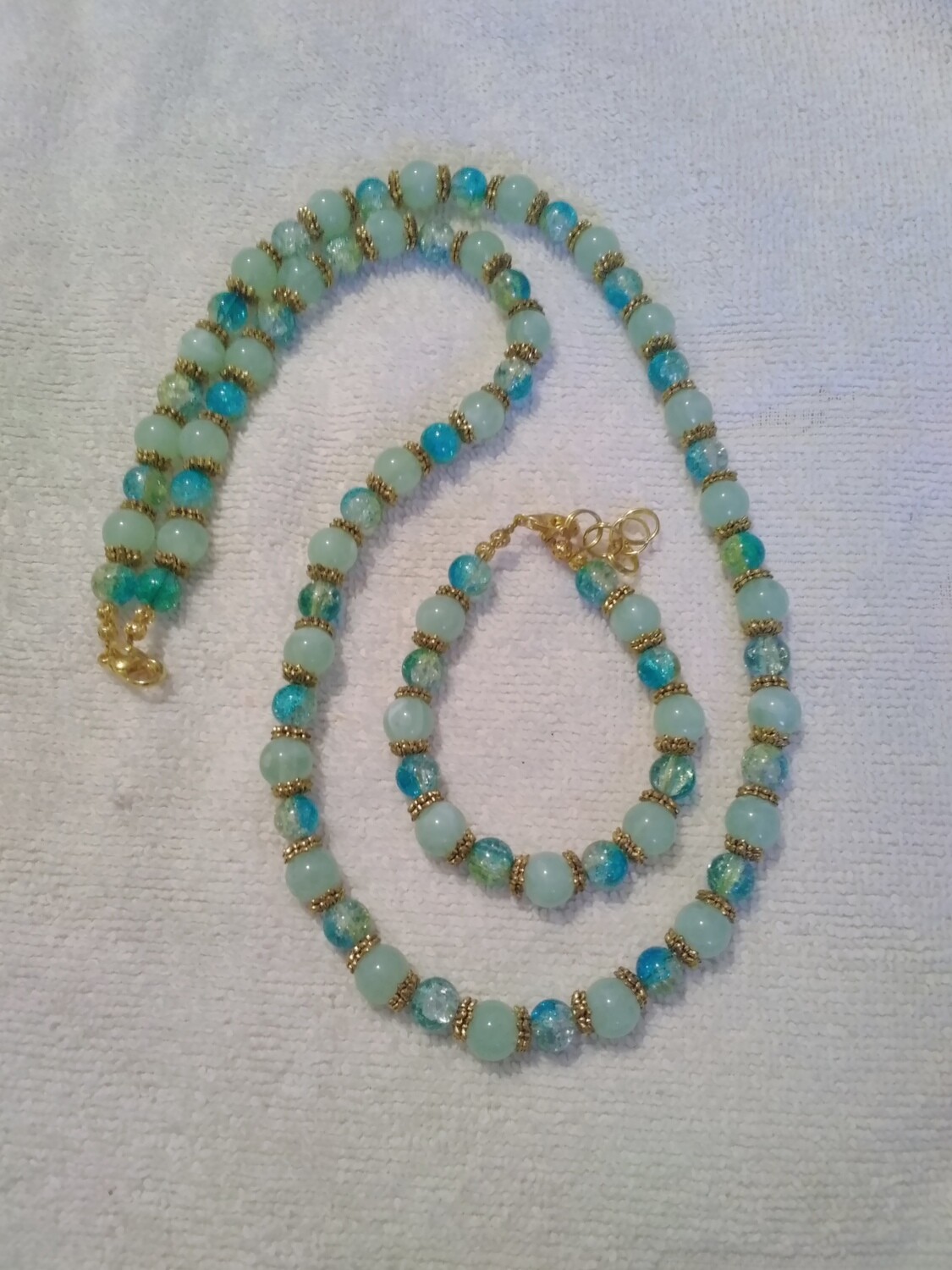 Green &amp; Turquoise Beaded Jewelry Set