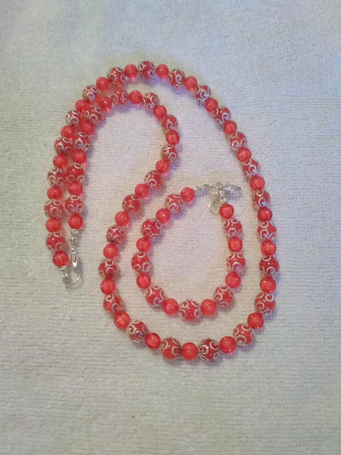 Red Beaded Jewelry Set