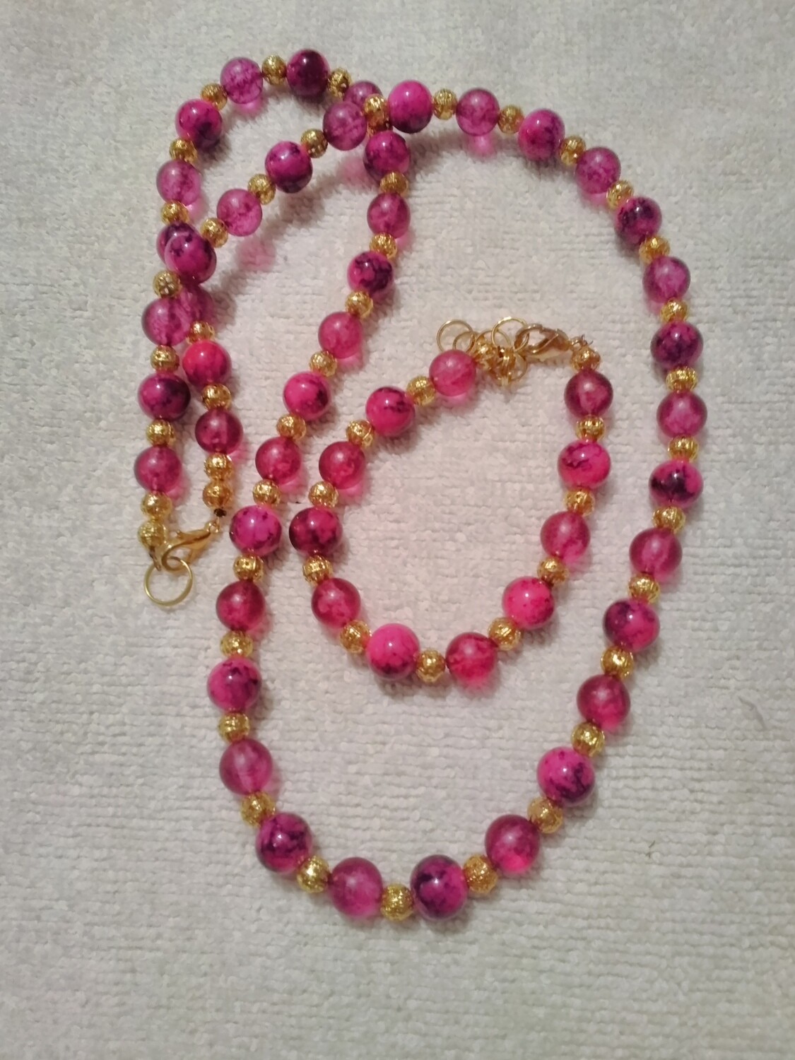 Pink &amp; Black Beaded Jewelry Set
