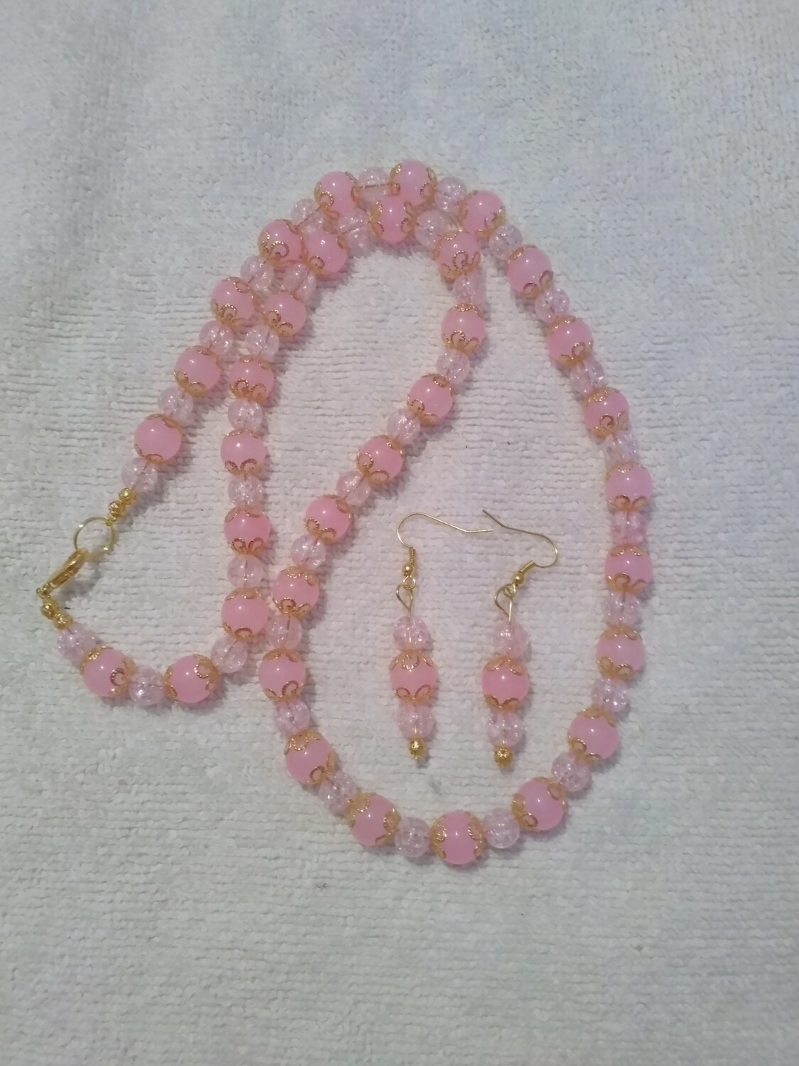 Pink Beaded Jewelry Set