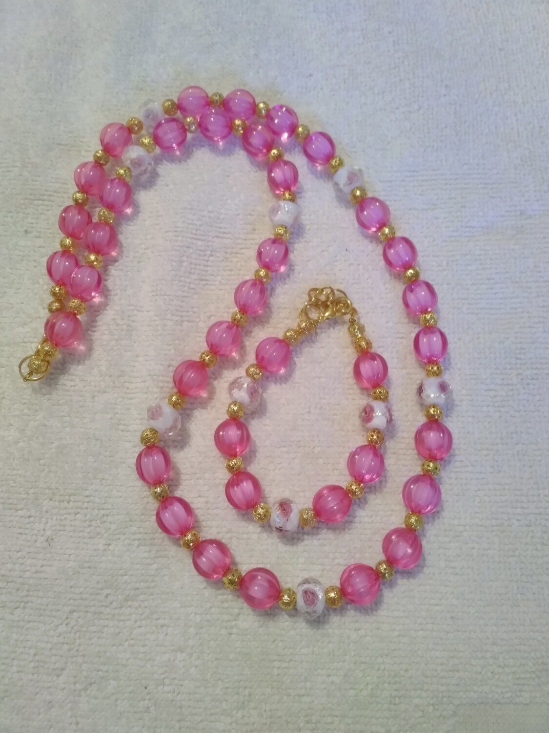 Pink Beaded Jewelry Set