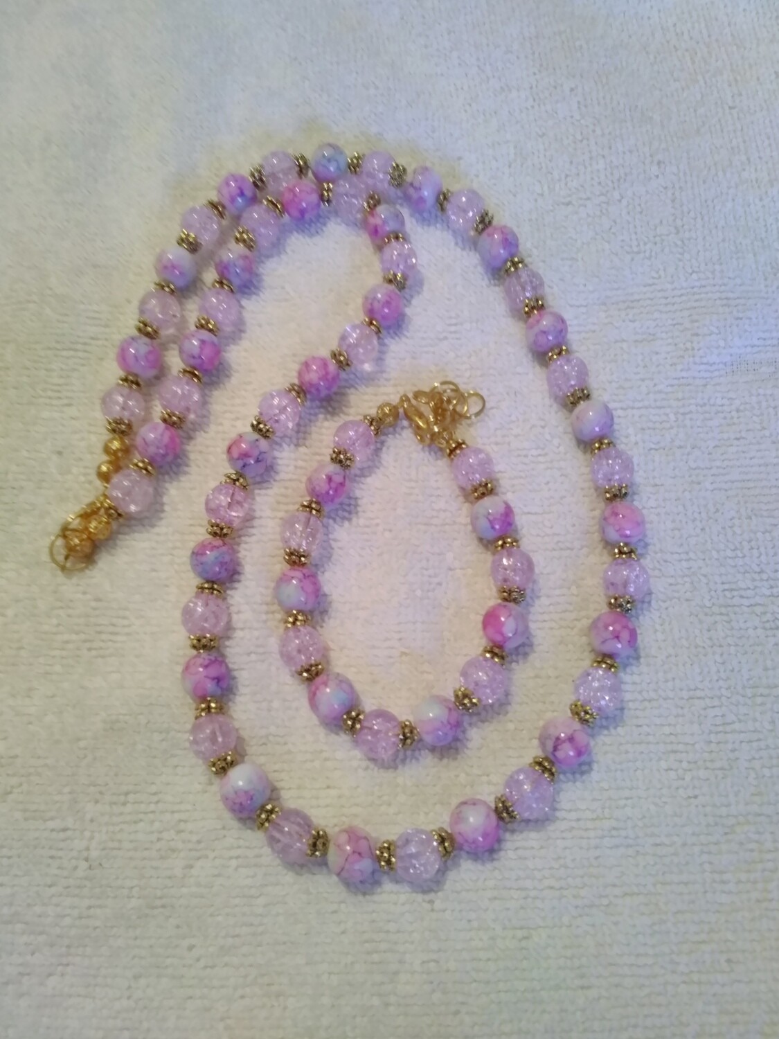 Pink &amp; Blue Beaded Jewelry Set