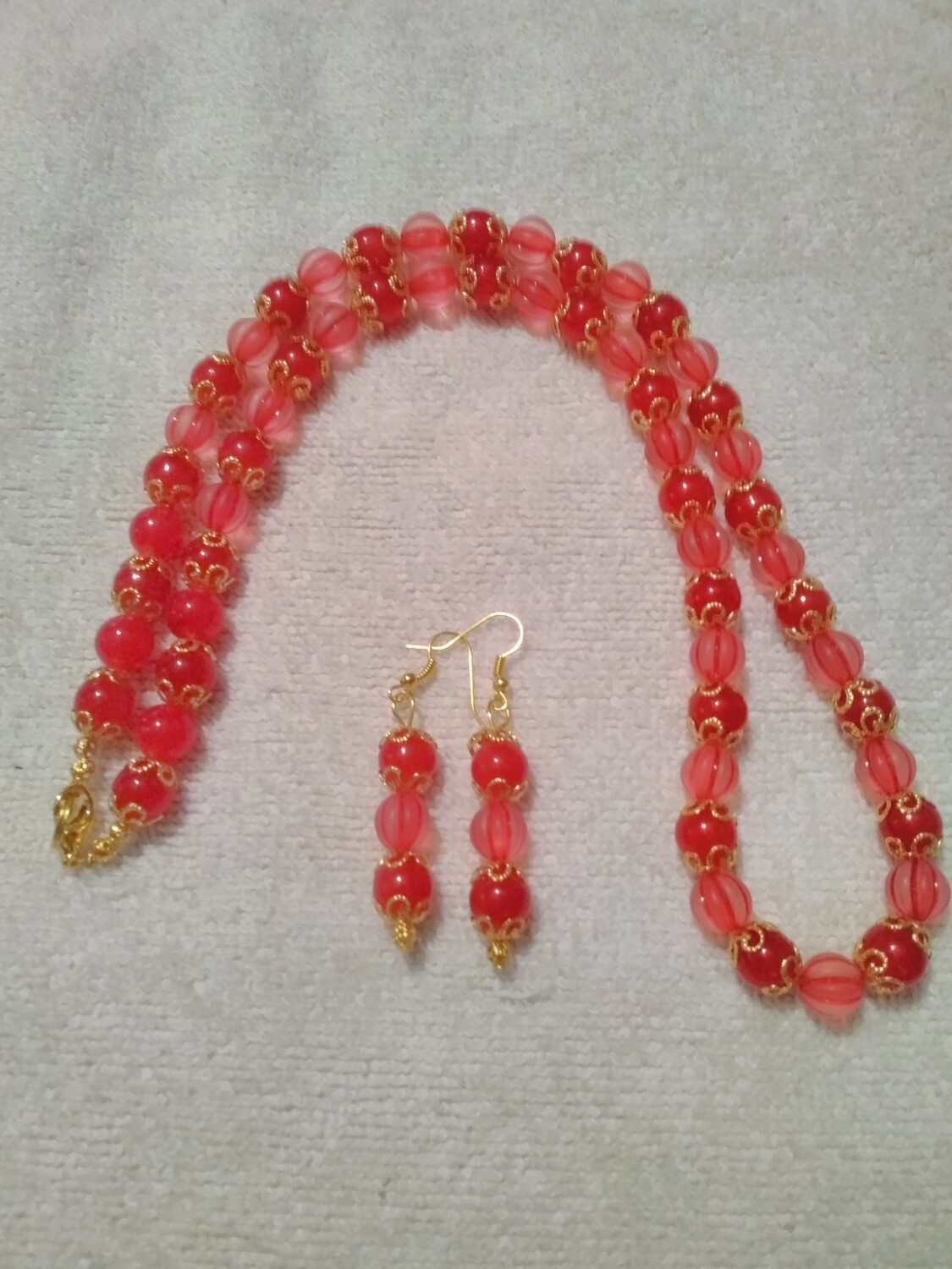 Red Beaded Jewelry Set