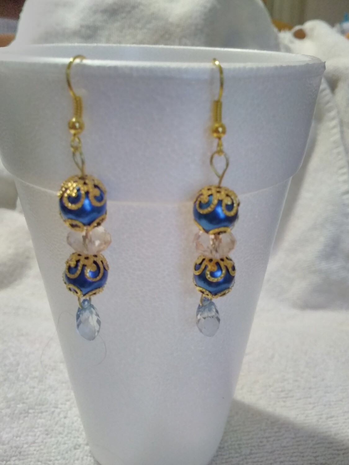 Blue Beaded Earrings