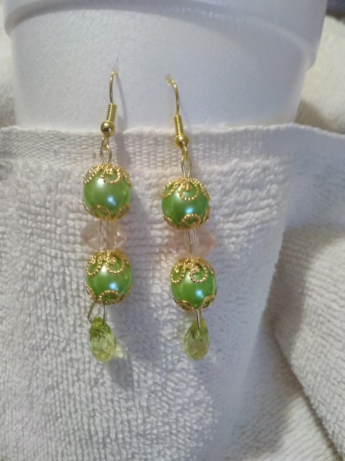 Green Beaded Earrings