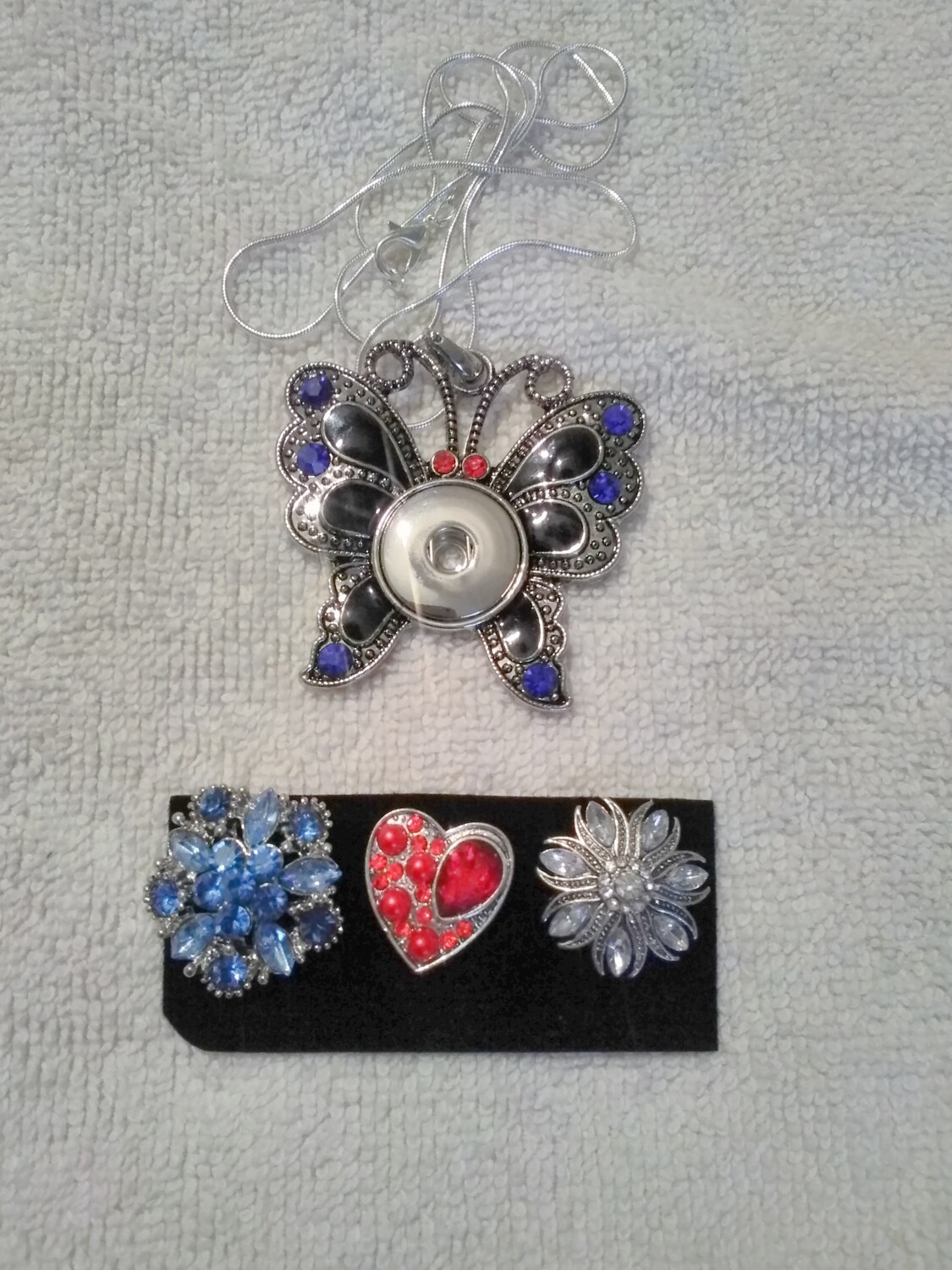 Butterfly Pendant Snap Button Necklace