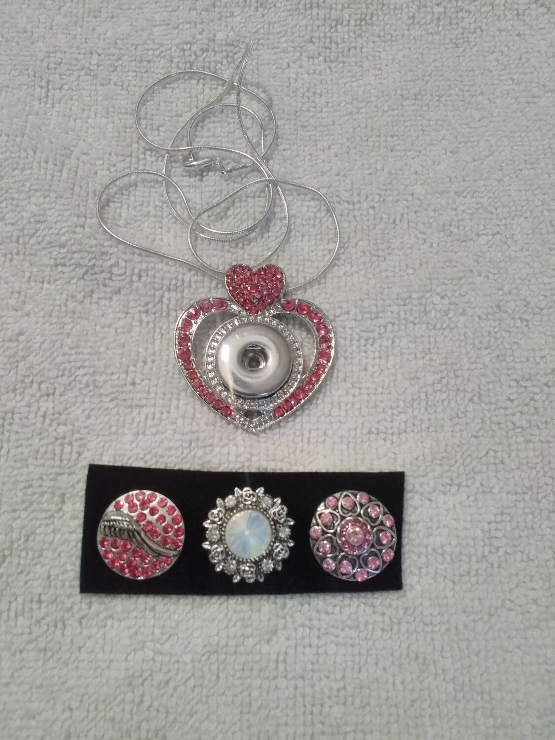 Heart Pendant Snap Button Necklace