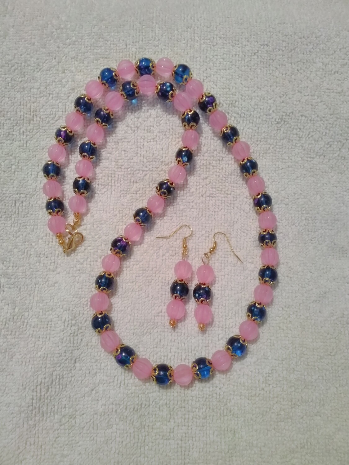 Pink &amp; Blue Beaded Jewelry Set